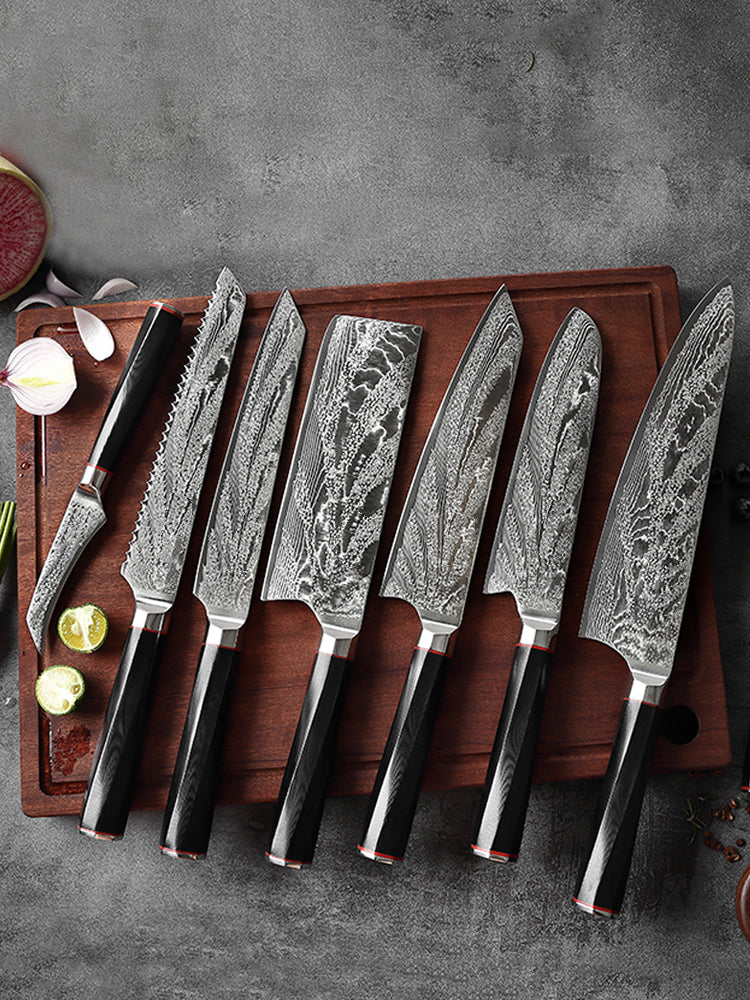 Damascus Pattern Professional Chef's Knife Set