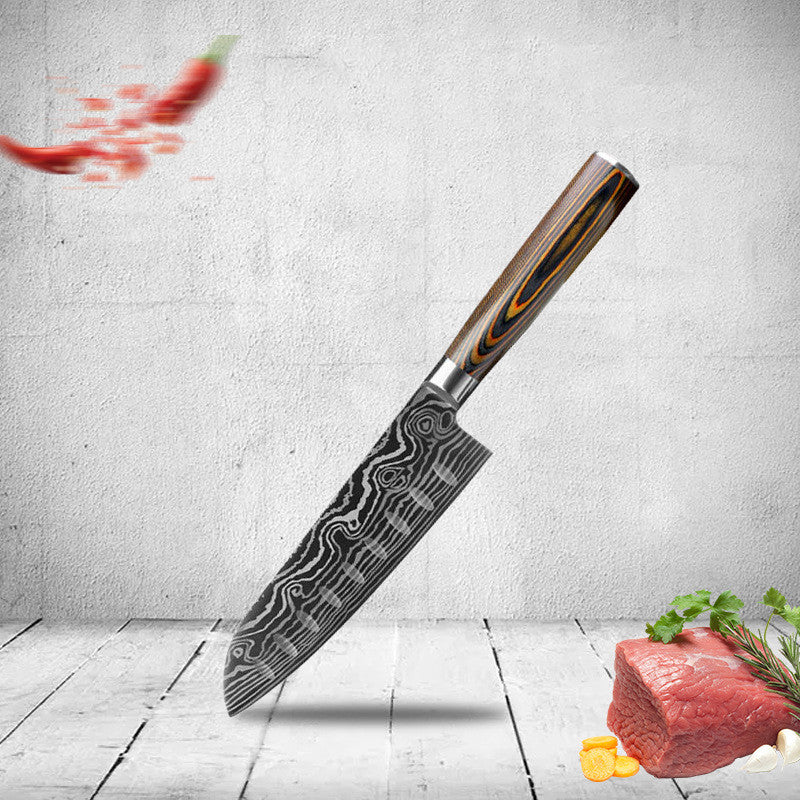 Laser-Etched Santoku Knife