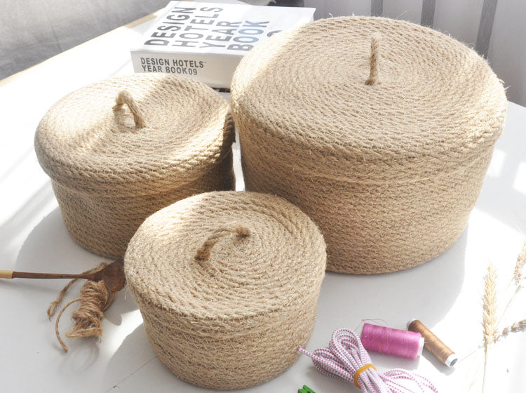 Woven Tabletop Storage Basket with Lid