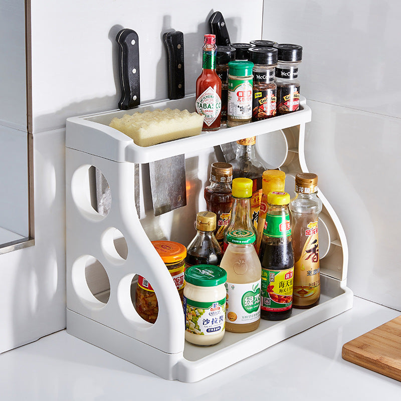 Two-Tier Corner Spice Rack, White